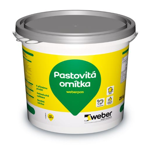 Omítka pastovitá weberpas silikon zrnitá 2 mm BI00 25 kg Weber