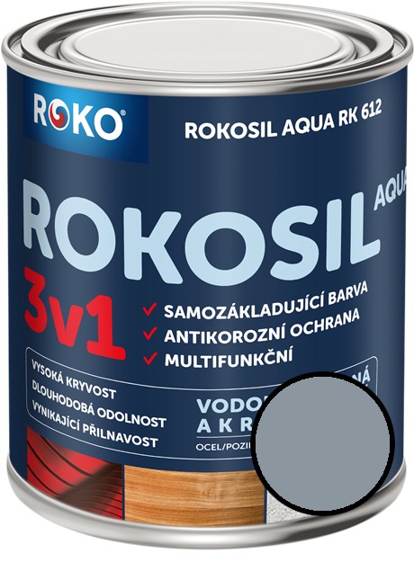 Barva samozákladující Rokosil Aqua 3v1 RK 612 šedá pastelová