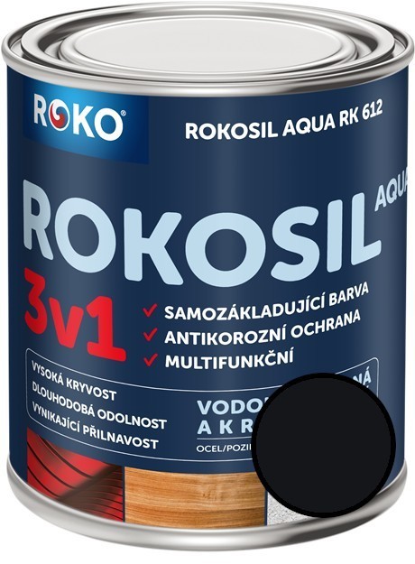 Barva samozákladující Rokosil Aqua 3v1 RK 612 černá