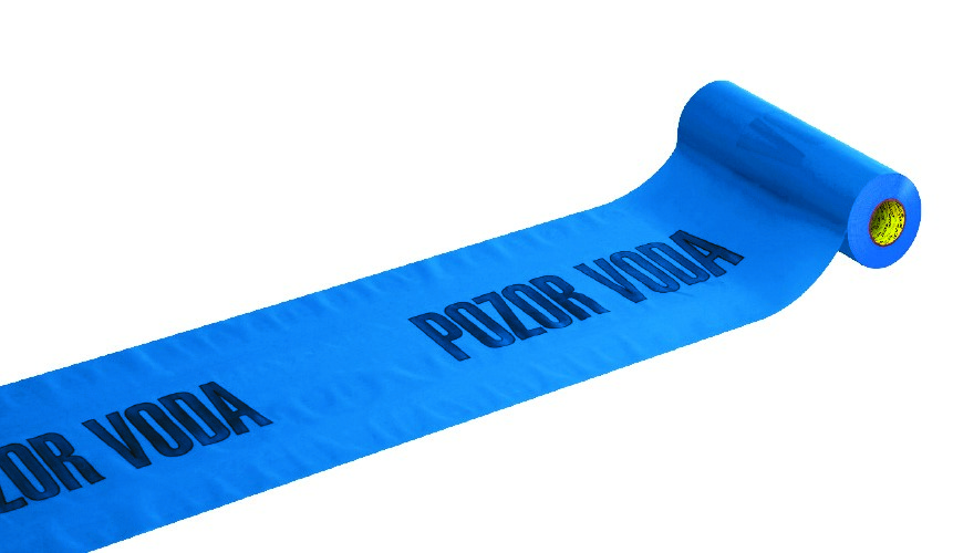 Fólie výstražná modrá – POZOR VODA 100 m