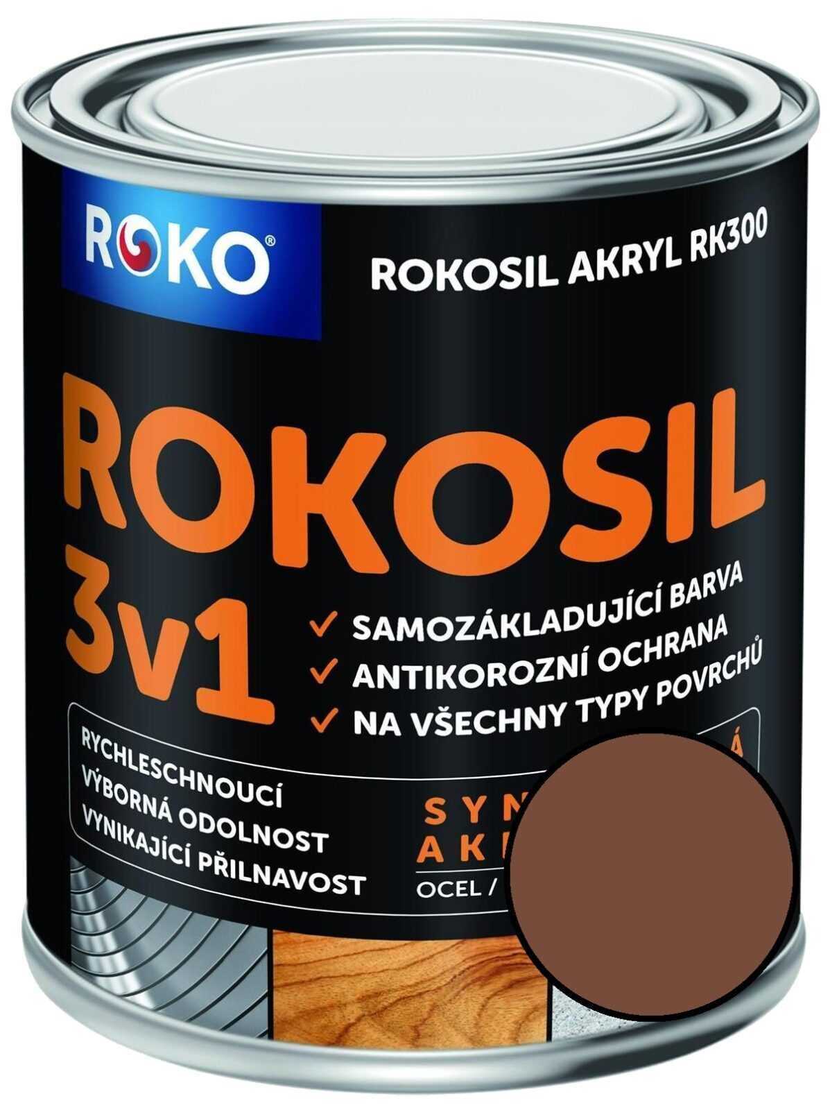 Barva samozákladující Rokosil akryl 3v1 RK 300 hnědá káv. 0