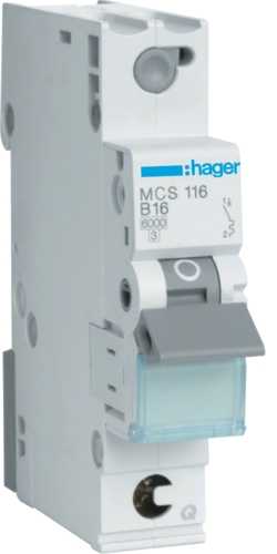Jistič bezšroubový Hager MCS116 6 kA C 16 A Hager