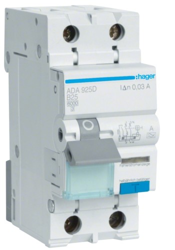 Chránič proudový s jištěním Hager ADA925D Hager