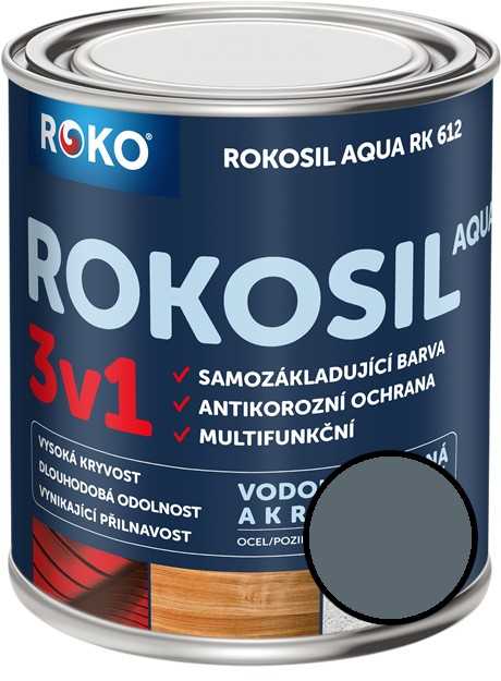 Barva samozákladující Rokosil Aqua 3v1 RK 612 stř. šedá