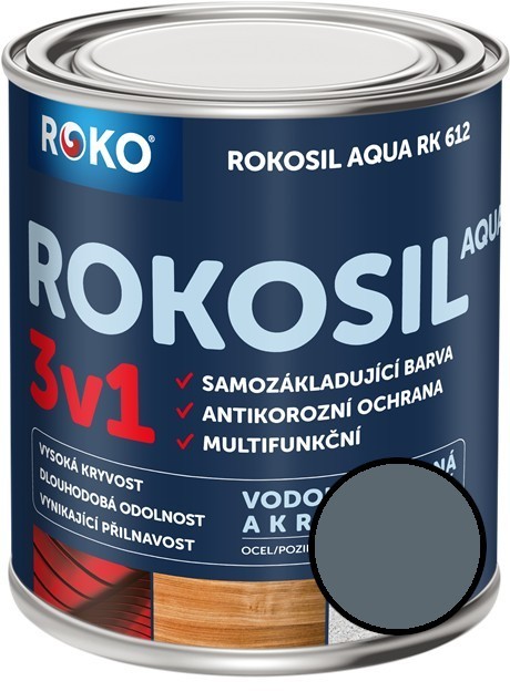 Barva samozákladující Rokosil Aqua 3v1 RK 612 stř. šedá