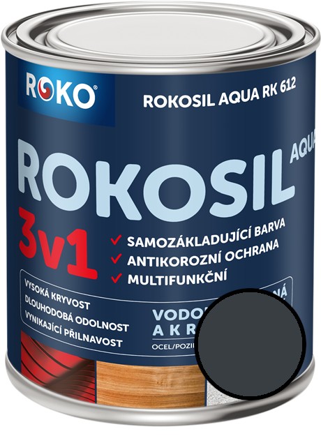 Barva samozákladující Rokosil Aqua 3v1 RK 612 antr. šedá