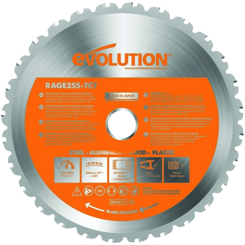 Kotouč pilový Evolution Rage 255×25×2 mm 28 z. Evolution