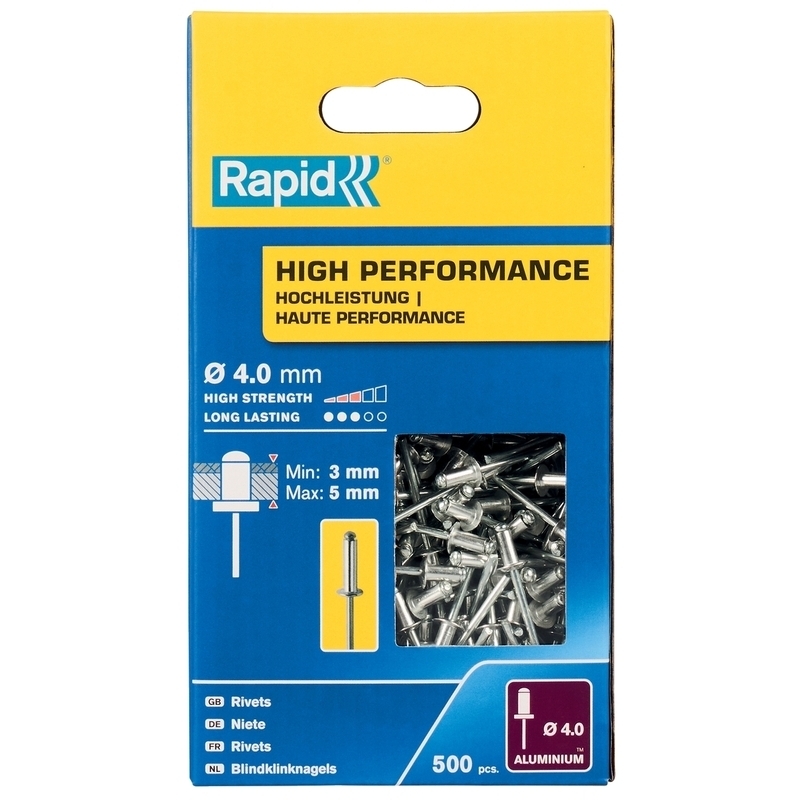 Nýty hliníkové Rapid High Performance 4×8 mm 500 ks Rapid
