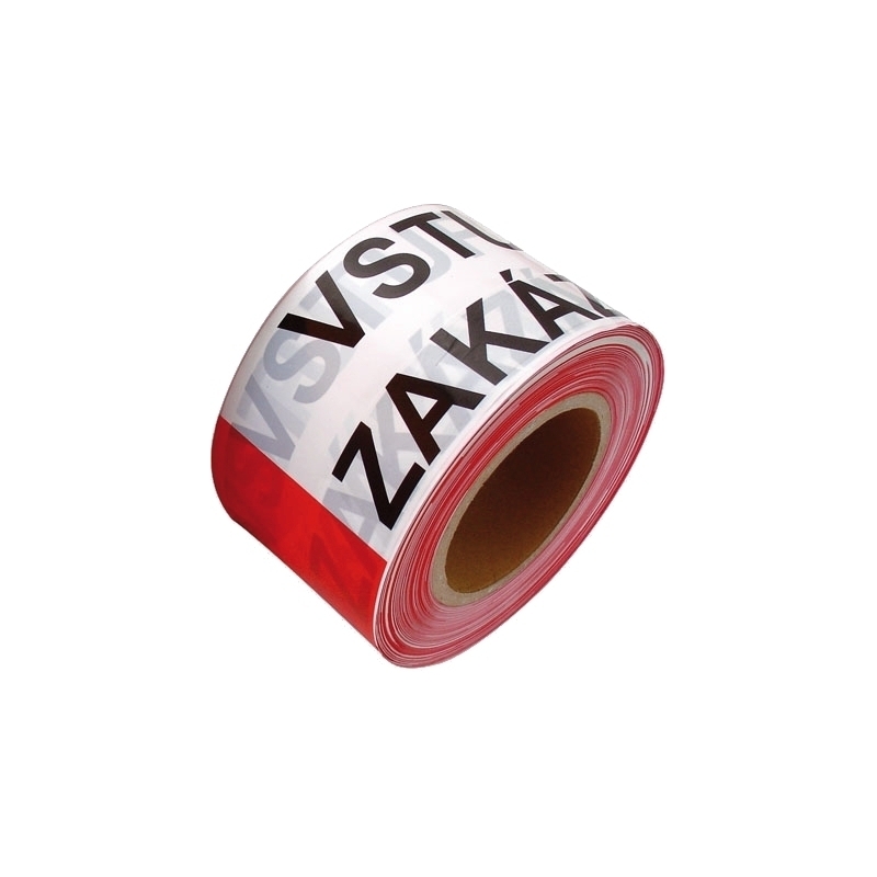 Páska výstražná VSTUP ZAKÁZÁN bílo-červená 80 mm × 250 m
