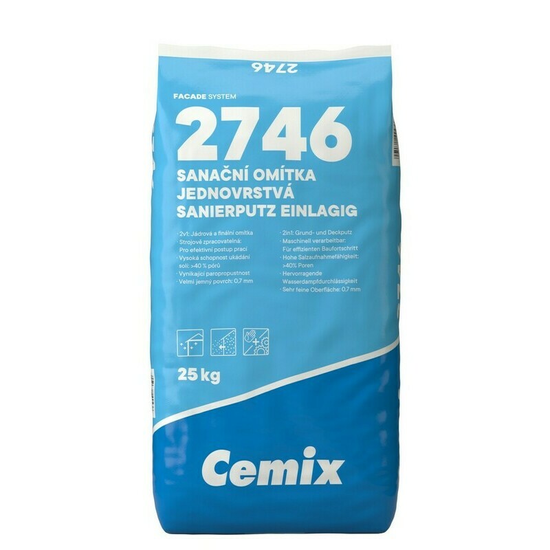 Omítka sanační jednovrstvá Cemix 2746 25 kg Cemix