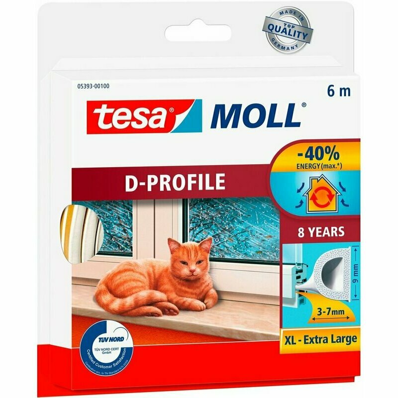 Těsnění Tesa Moll D profil 8×9 mm 6 m hnědá Tesa