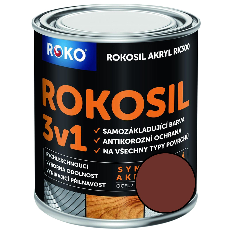 Barva samozákladující Rokosil akryl 3v1 RK 300 červenohnědá