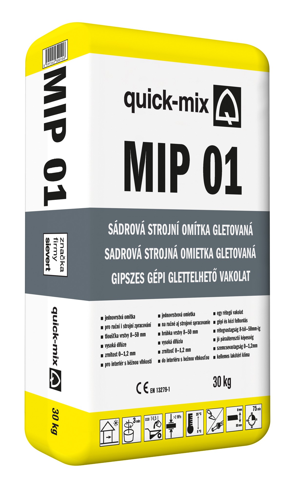 Omítka sádrová Sakret/Quick-mix MIP 01 gletovaná 30 kg Quick-mix