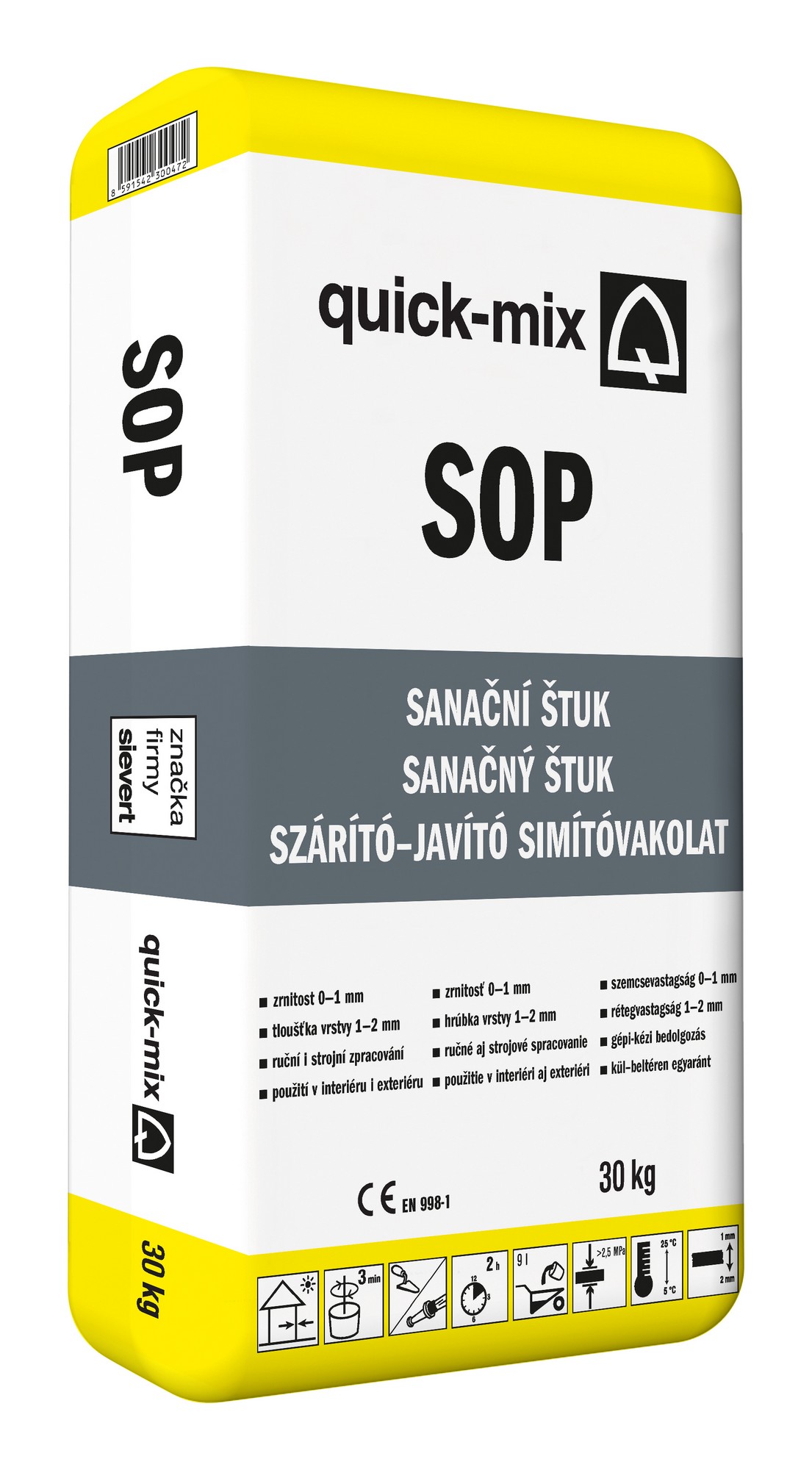 Omítka sanační štuková Sakret/Quick-mix SOP 30kg Quick-mix