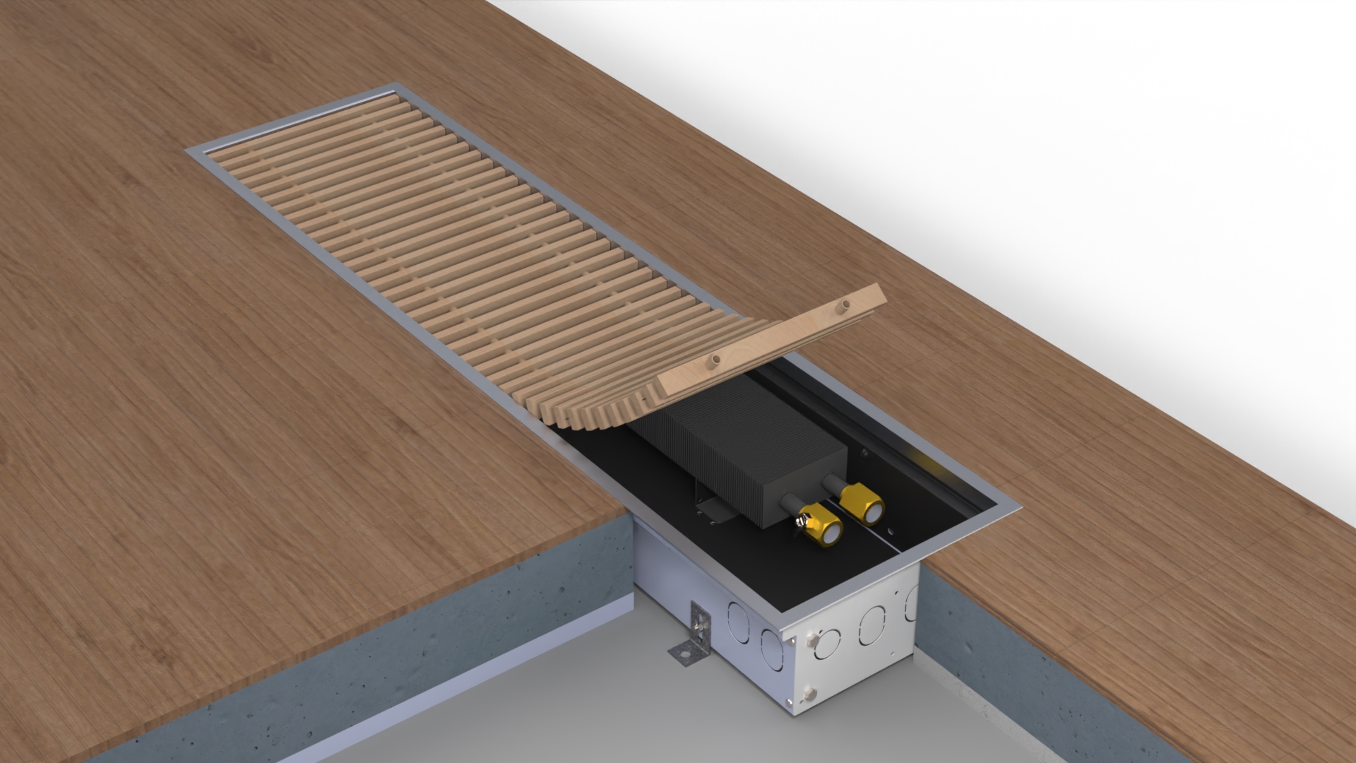 Konvektor podlahový Boki InFloor FMS 200×1300×90 mm bez ventilátoru BOKI