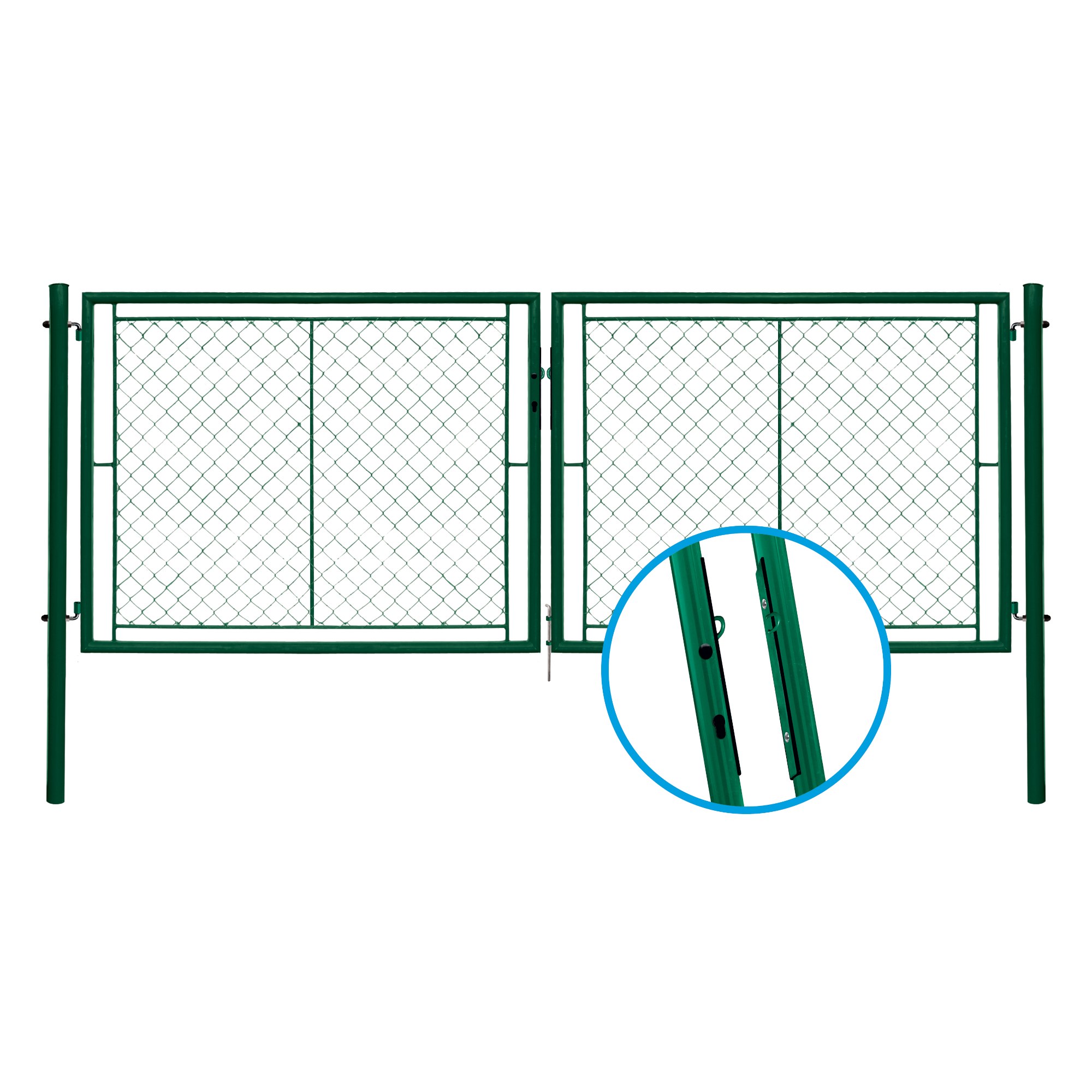 Brána dvoukřídlá Ideal Zn + PVC zelená šířka 3