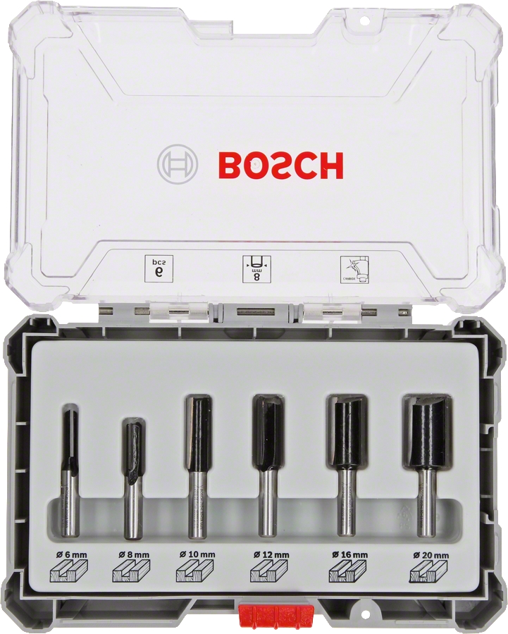 Sada drážkovacích fréz Bosch 8 mm stopka 6–20 mm 6 ks BOSCH