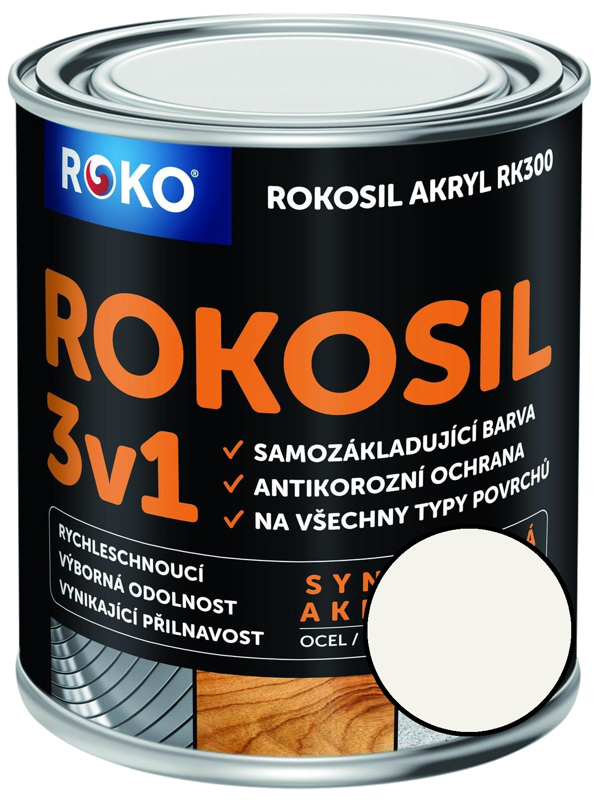 Barva samozákladující Rokosil akryl 3v1 RK 300 1000 bílá mat