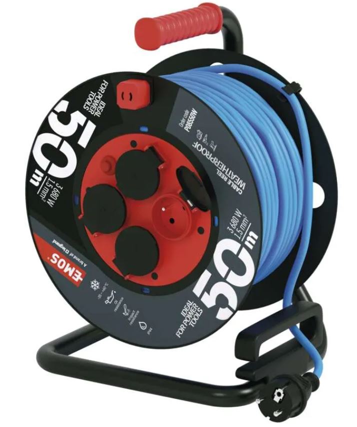 Kabel prodlužovací silikonový na bubnu Emos 50 m 1