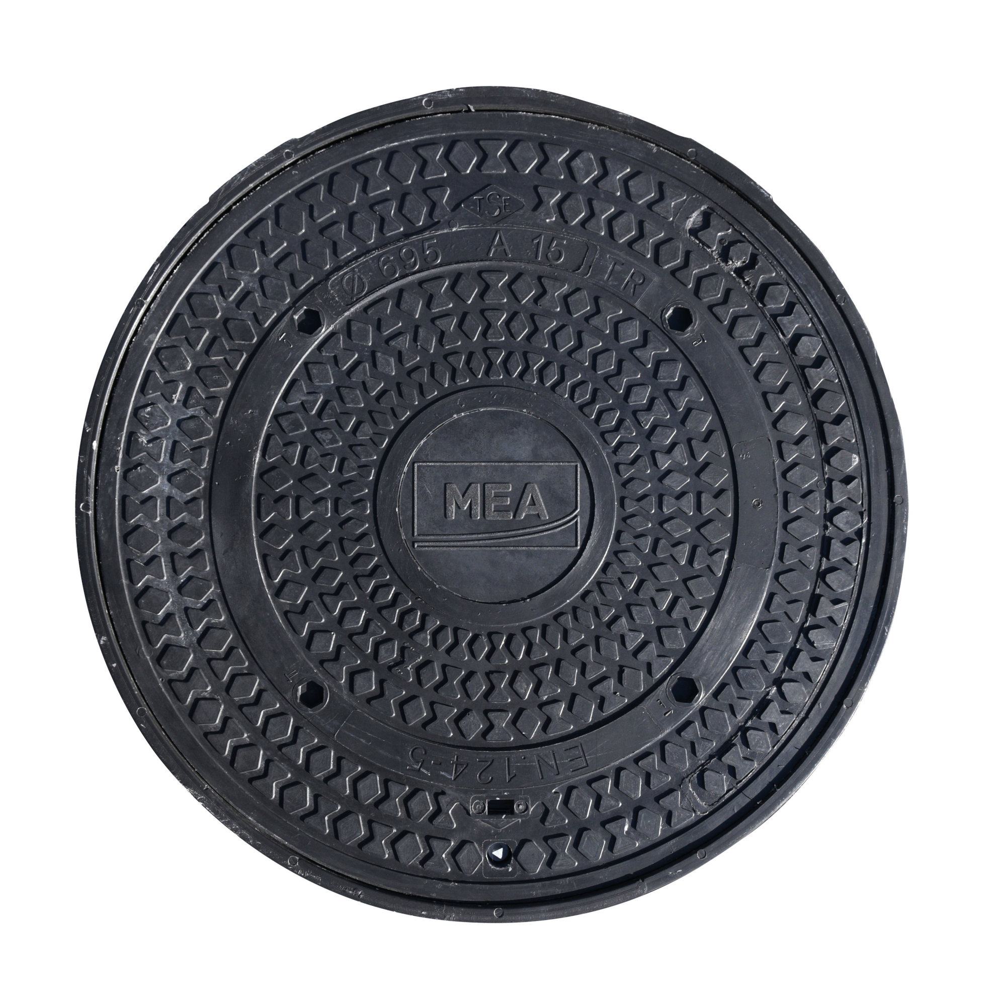 Poklop kruhový kompozitní MEA B125 černý průměr 600 mm MEA