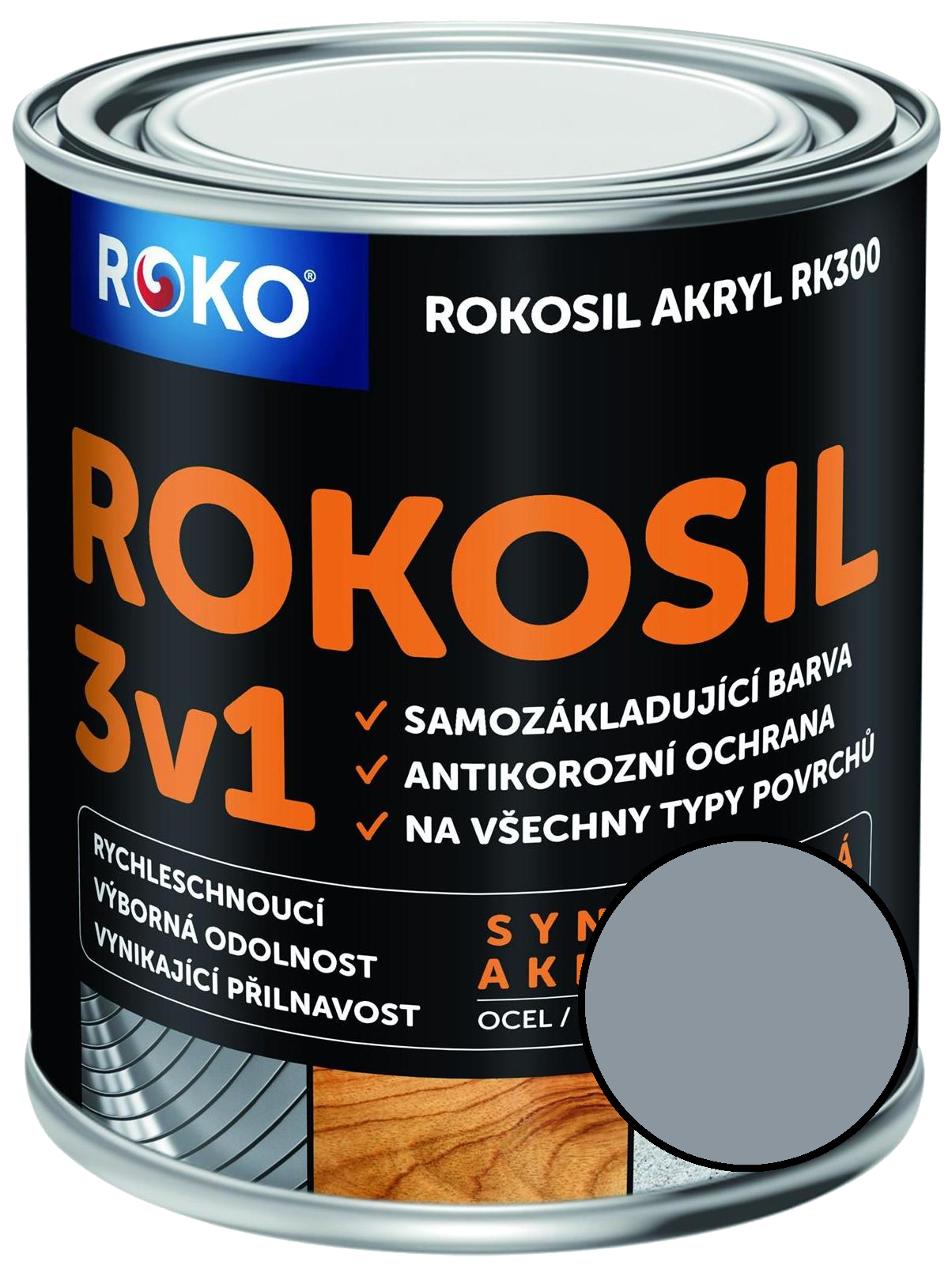 Barva samozákladující Rokosil akryl 3v1 RK 300 1010 šedá pastelová