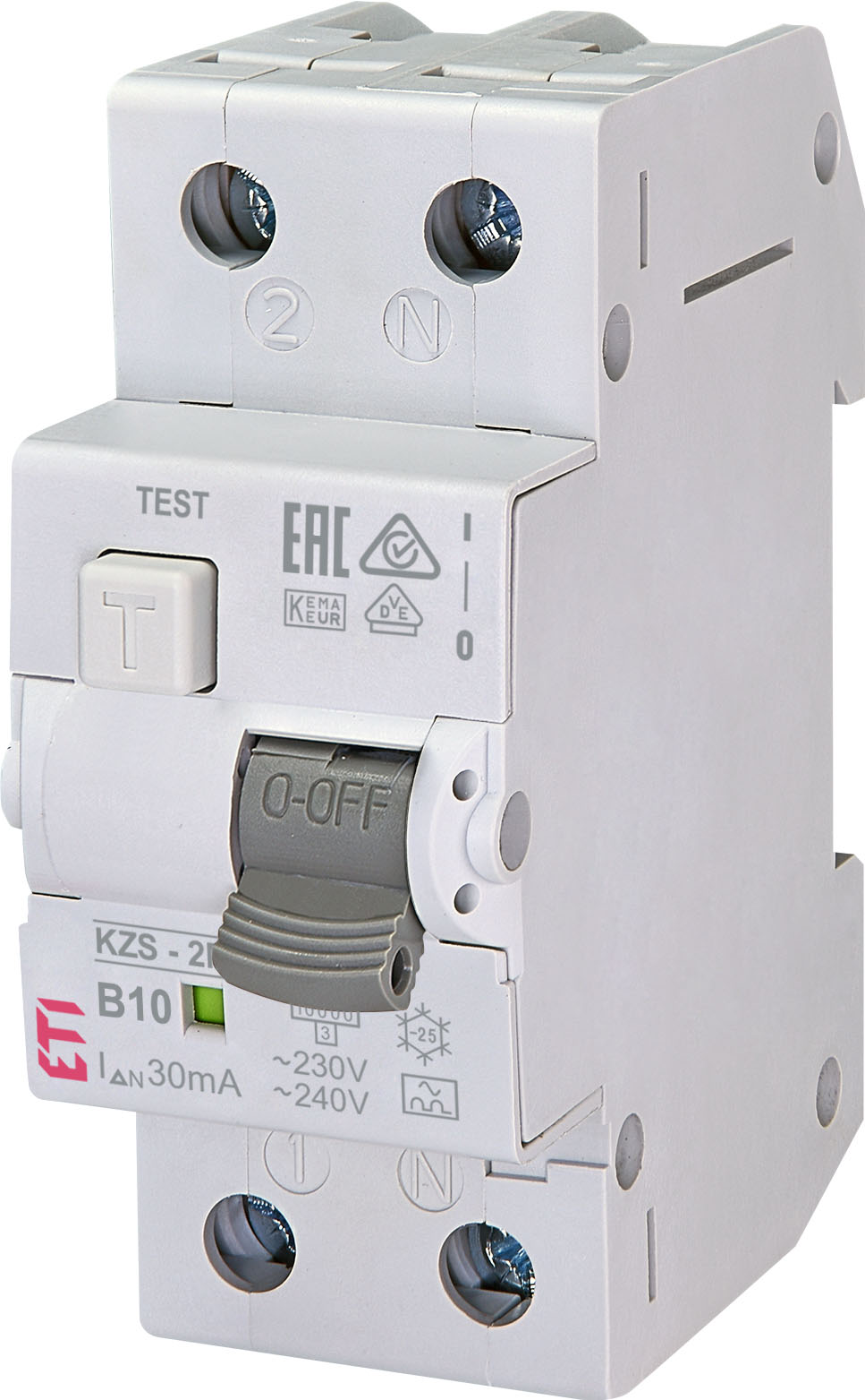 Chránič proudový s jištěním ETI KZS-2M A B10/0.03 ETI