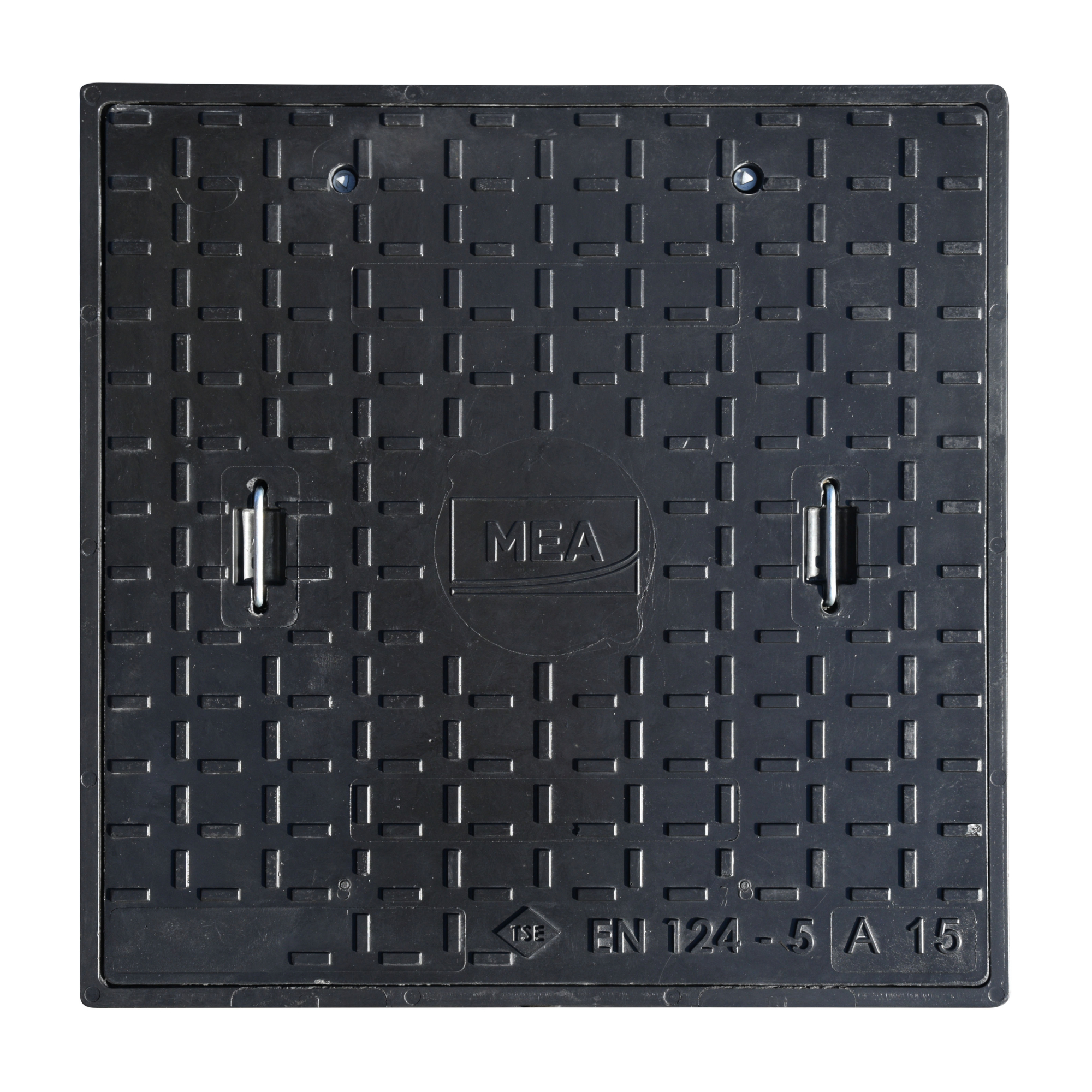 Poklop čtvercový kompozitní MEA A15 černý 400×400 mm MEA